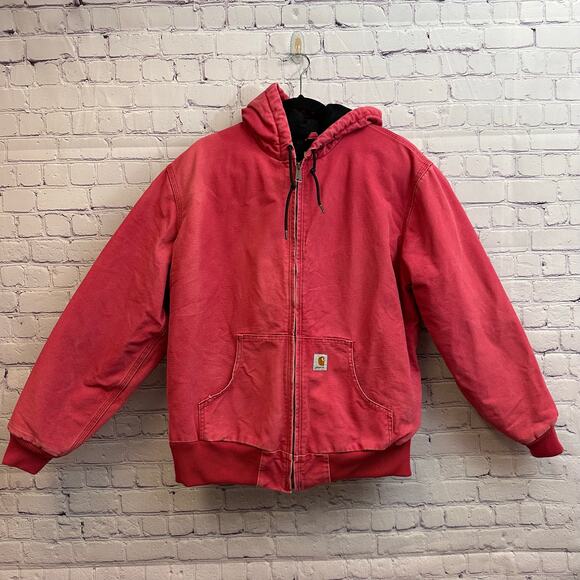 Carhartt Jackets & Blazers - Vintage Carhartt Women's Hooded Active Jacket Crapapple Pink Size Large RARE